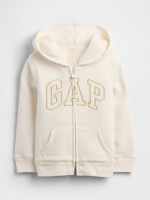 Gap Kız Bebek Krem Gap Logo Sherpa Astarlı Sweatshirt