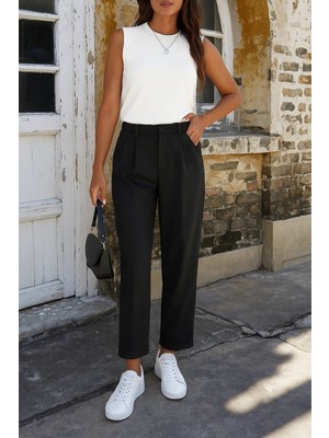 Kadın Yüksek Bel Cepli Atlas Pantolon