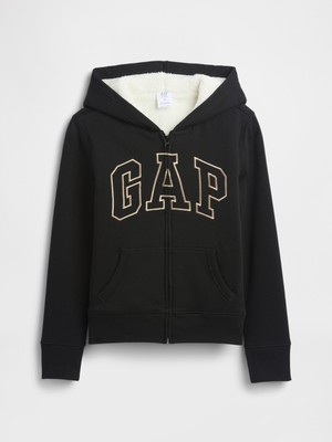 Gap Kız Çocuk Siyah Gap Logo Sherpa Fermuarlı Sweatshirt