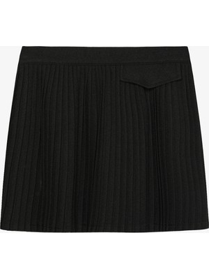 Kapak Cepli Pileli Mini Etek Siyah