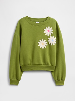 Gap Kız Çocuk Yeşil Oversized Bisiklet Yaka Sweatshirt