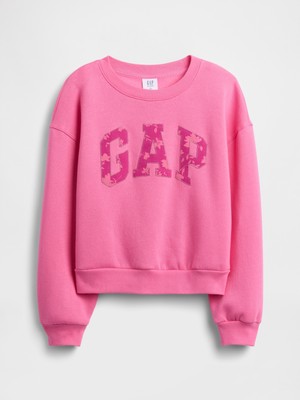 Gap Kız Çocuk Pembe Oversized Grafik Sweatshirt