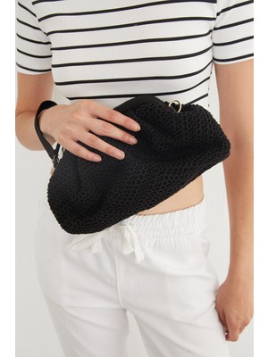 Askılı Burslu Örgü El ve Kol Çantası