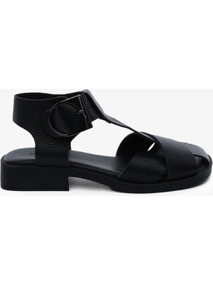 Kadın Siyah Hakiki Deri Sandalet 5Y2AS59013