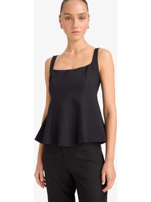 DeFacto Fitted Kare Yaka Askılı Bluz F9436AX25AU