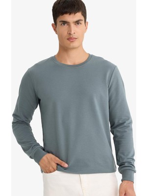 DeFacto Slim Fit Dar Kesim Bisiklet Yaka Uzun Kollu Tişört F3646AX25AU