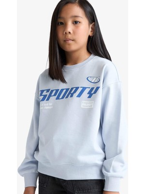 DeFacto Relax Fit Bisiklet Yaka Baskılı Sweatshirt Kız Çocuk E6760A825AU