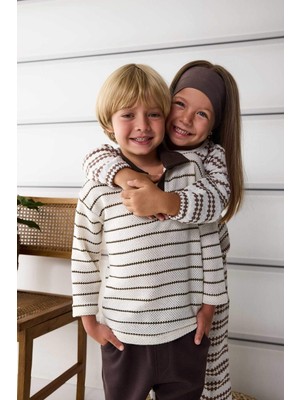 DeFacto Erkek Bebek Gömlek Yaka Triko Görünümlü Çizgili Uzun Kollu Tişört G1961A525AU