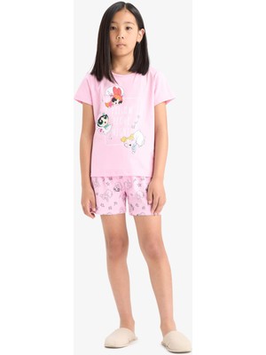 DeFacto %100 Pamuklu PowerPuff Gırls Beli Lastikli Pijama Takımı Kız Çocuk F3136A825SM