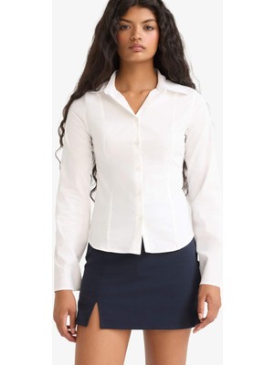 DeFacto Fitted Poplin Uzun Kollu Gömlek F9434AX25AU