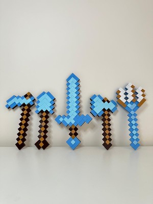 Minecraft Kılıç Set (5ADET) Kılıç- Mızrak- Kazma -Kürek-Balta 13-16 cm