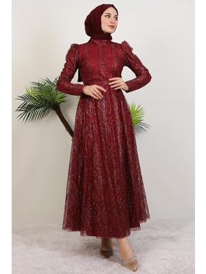 Selma Simli Abiye Bordo