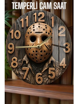 Maskeli Özel Tasarım Temperli Cam Duvar Saati – 33 cm CSDW446