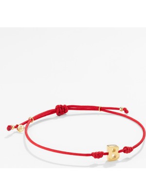 Meks Jewels 14 Ayar Altın Harfli Kırmızı Ipli Ikon Bileklik
