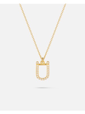 Meks Jewels 14 Ayar Altın Kişiye Özel Zirkon Taşlı Harf Kolye
