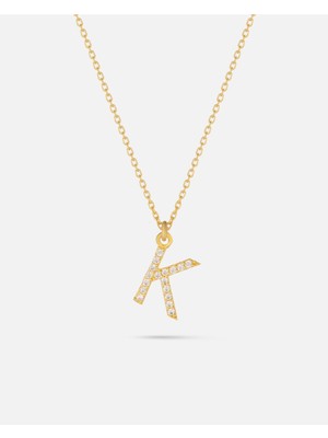 Meks Jewels 14 Ayar Altın Kişiye Özel Zirkon Taşlı Harf Kolye
