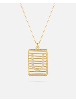 Meks Jewels 14 Ayar Altın Harfli Çerçeve Kolye