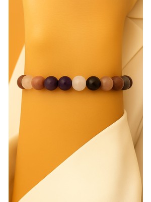 Aşk Bilekliği – Ametist, Pembe Kuvars, Rodonit Doğal Taşlı