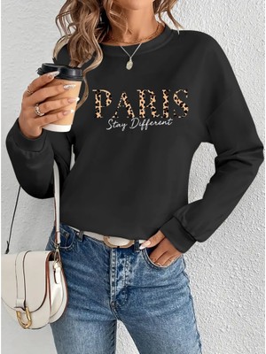 Infivento Kadın Uzun Kollu Bisiklet Yaka Desenli Viskon Iki Iplik Bluz