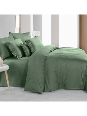 Sarev Monochrome Forest GREEN%100 Pamuk Saten ''300 Tc" Nevresim Takımı Battal Boy-Koyu Yeşil