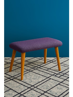 Eda Hacıoğlu Edam Bedding Group Peluş Teddy Kumaş Pofidik Ahşap Ayaklı Geniş Oturum Alanlı Puf Bench