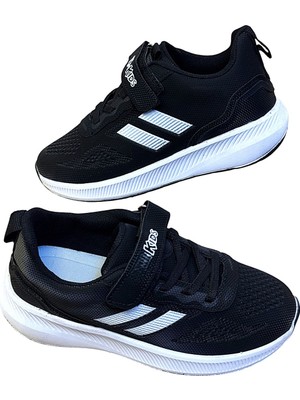 Kafkaslar Siyah Cırtlı Kız Erkek Çocuk Sneaker Spor Ayakkabı