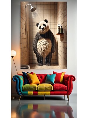 Özkacar Group Duş Alan Panda Ev Duvar Salon Güzellik Salonu  Ofis Dükkan Dekarasyon Kanvas Tablo