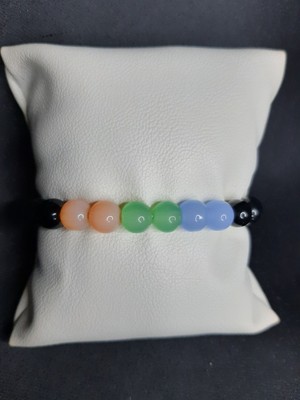 Mryart Siyah ve Üç Renkden Ouşan Cam Boncuk Bileklik Unisex