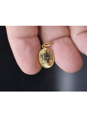 2.90 Gram Natural Sitrin 925 Ayar Gümüş Kolye Ucu