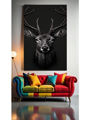 Özkacar Group Geyik Portresi Asil Kan Ev Duvar Salon Güzellik Salonu  Ofis Dükkan Dekarasyon Kanvas Tablo