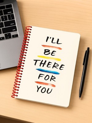 I’ll Be There For You Tasarımlı Spiralli Kareli Defter – 80 Yaprak, 160 Sayfa (18 x 24 Cm)