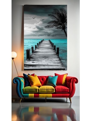 Özkacar Group Deniz Manzarası Iskele Ev Duvar Salon Güzellik Salonu Ofis Dükkan Dekarasyon Kanvas Tablo