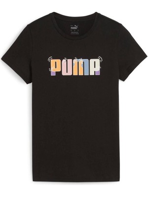 Puma Kadın Ess Graphic Tee Siyah Regular Kesim T-Shırt Spor ve Günlük Kullanım için İdeal