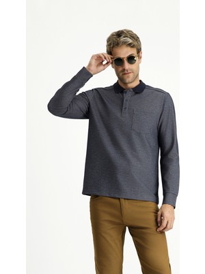 Polo Yaka Regular Fit Desenli Sweatshirt