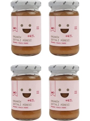 OG natural 4'lü Organik Şeftali Püresi 100 G +4 Ay %99 Organik İçerik ile Bebekler İçin Güvenli