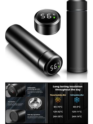 Mug Termos LED Sıcaklık Göstergeli  Vakumlu Mug Termos Bardak 500 Ml dijital Sıcaklık Göstergeli Termos