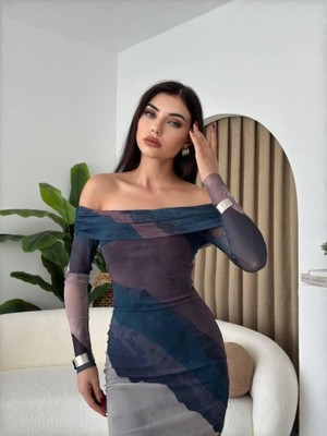 Infivento Sevilla Madonna Yaka Tül Elbise