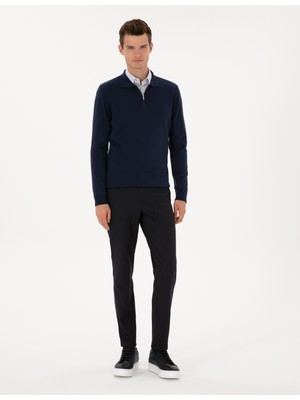 Pierre Cardin Erkek Lacivert Slim Fit Flanel Dokulu Kumaş Pantolon 50317639-VR033