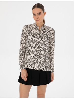 Pierre Cardin Kadın Kum Comfort Fit Uzun Kollu Gömlek 50318227-VR085