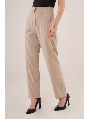 Infivento Çift Pens Detaylı Krem Pantolon