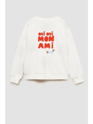 Kız Çocuk Baskılı 3 Iplik Kumaş Pamuklu Sweatshirt