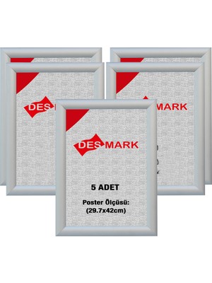 5 Adet 25 mm A3(42X59.4) Gönye Köşe Alüminyum Aç-Kapa Çerçeve – Poster Çerçevesi (Gümüş Eloksallı)