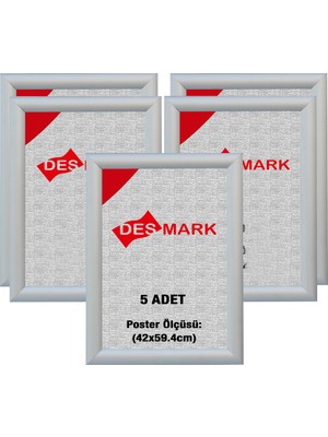 5 Adet 25 mm A2(42X59.4) Gönye Köşe Alüminyum Aç-Kapa Çerçeve – Poster Çerçevesi (Gümüş Eloksallı)