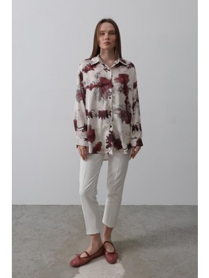 Infivento Baskılı Gömlek - Bordo