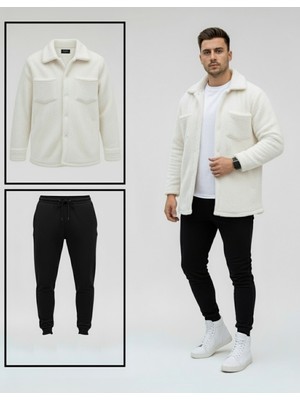Unisex Trend Kombin Peluş Gömlek Ceket & Jogger Eşofman Takımı