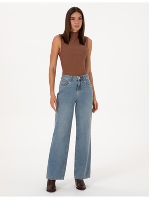 Pierre Cardin Kadın Mavi Loose Fit Jean Pantolon 50308443-VR036