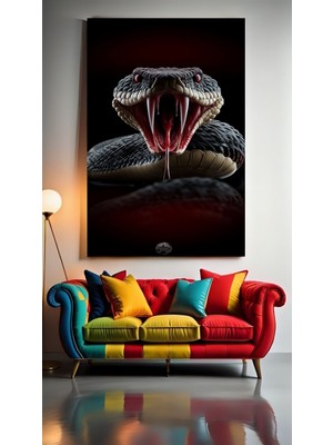 Özkacar Group Kara Kobra Ev Duvar Salon Güzellik Salonu Ofis Dükkan Dekarasyon Kanvas Tablo