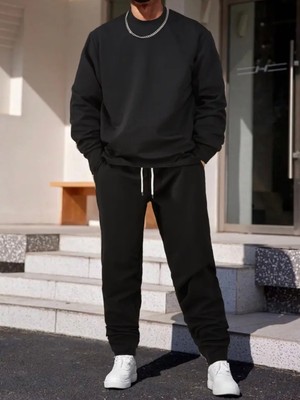 Amor Man Büyük Beden Özel Tasarım Düz Renk Kışlık Dış Mekan Luxury Erkek Şık Eşofman Takımı