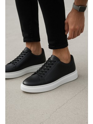 Marco Rossi %100 Deri Erkek Spor Ayakkabı - Siyah/beyaz Sneaker, Günlük ve Şık Ithal Ayakkabı