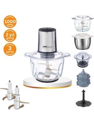 Instantchopper 1000 Pro – 2.3 L Cam ve Çelik Hazneli Et Kıyma & Sebze Rondo Doğrayıcı + Ekstra 1.2 L Hazne